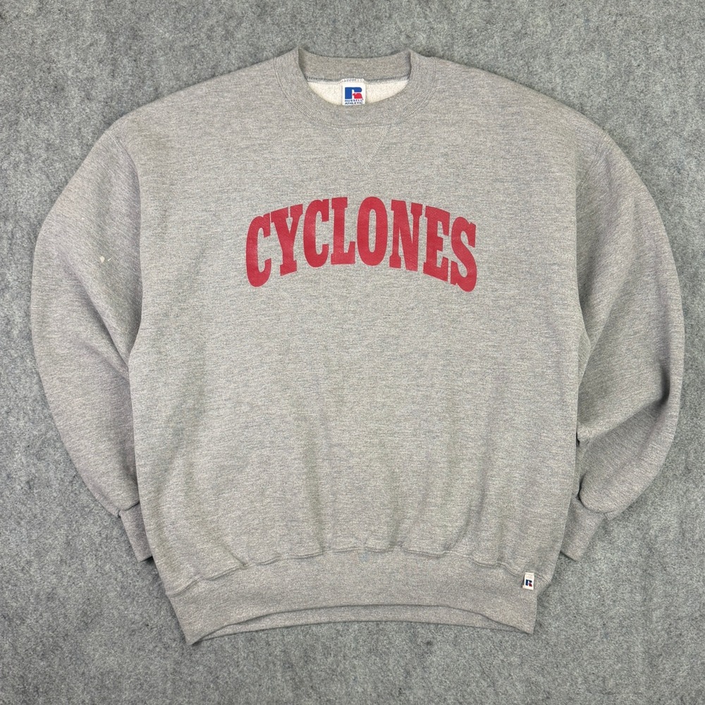 Vintage Russell Athletic Cyclones Sweatshirt Mens XL Gray Crewneck Pullover 90s